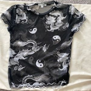 Black and White Mesh Top